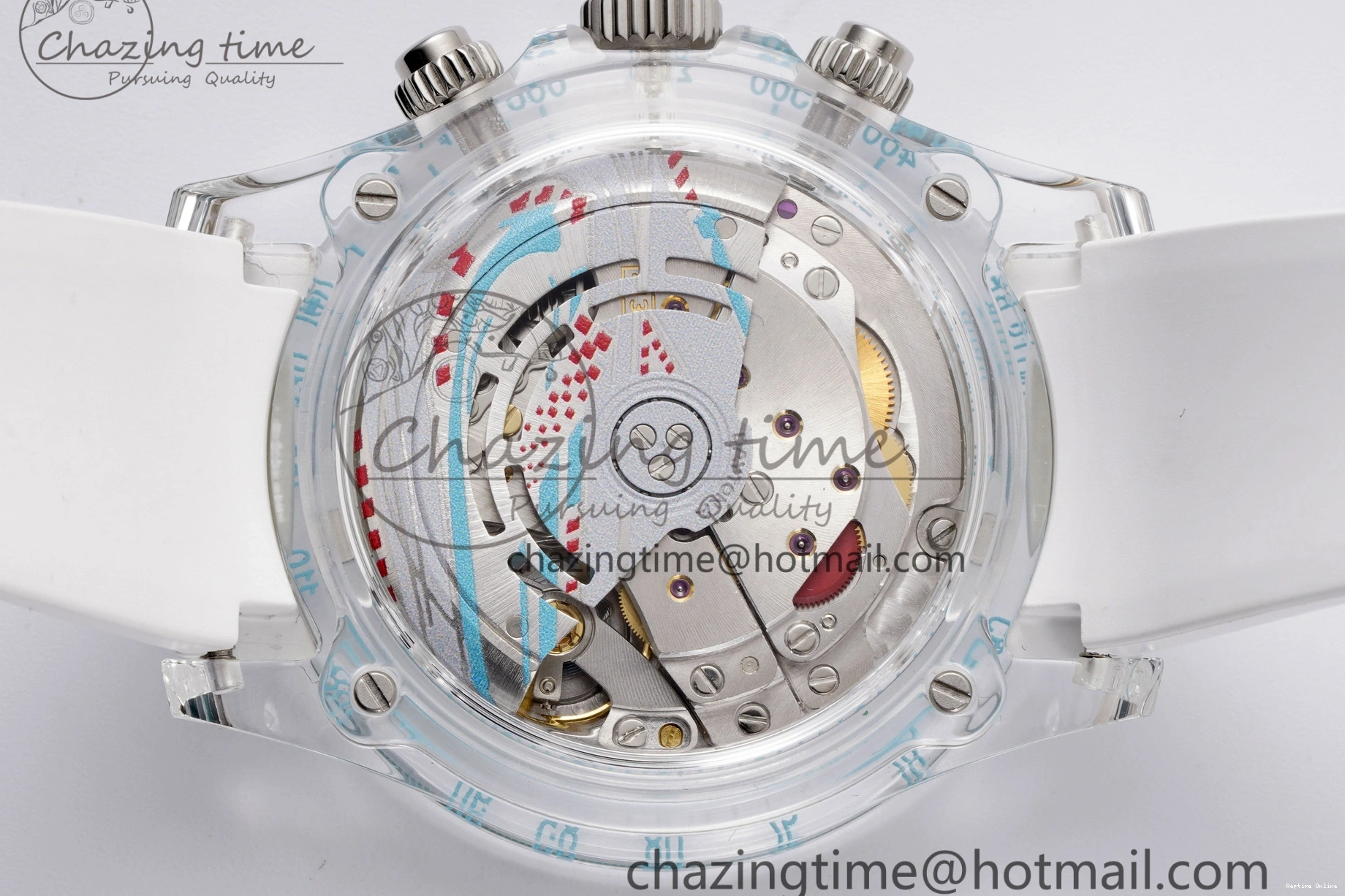 1221 Daytona Transparent IPK Best Edition Transparent Blue Dial on White Rubber Strap SA HighQuality 1969